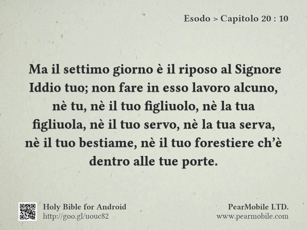 Esodo, Capitolo 20:10